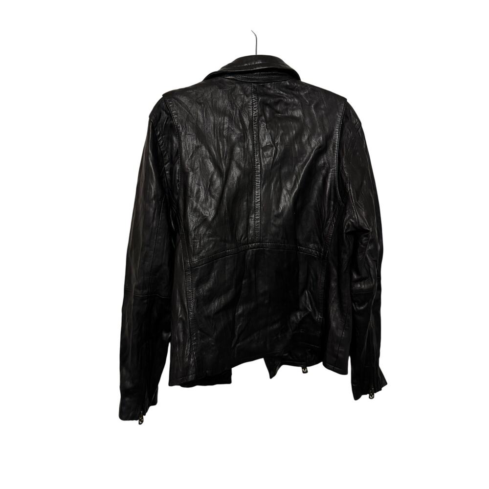 True Religion Black Genuine Lambskin Leather Double Zip Moto Jacket Rare Medium - Picture 12 of 13